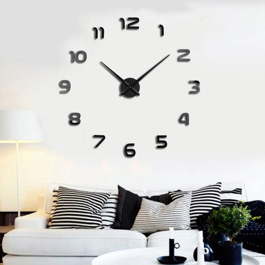 

3D DIY Acrylic Mirror Wall Clock Wedding Decoration Wall Clock Watch Stickers Decor Living Room Quartz Needle 2021 FreeShipping