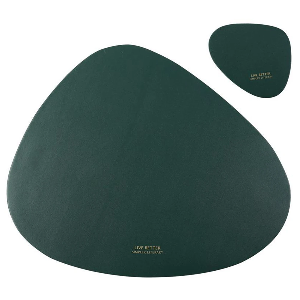 

Placemat Coaster Set Tableware Cup Pad Non-Slip Multicolor Leather PU Table Cup Oval Mats Insulation Washable Insulation 2PCS