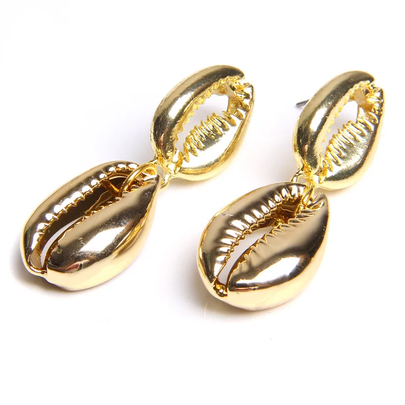 Женские богемные серьги золотого цвета серьги-подвески с металлическим корпусом