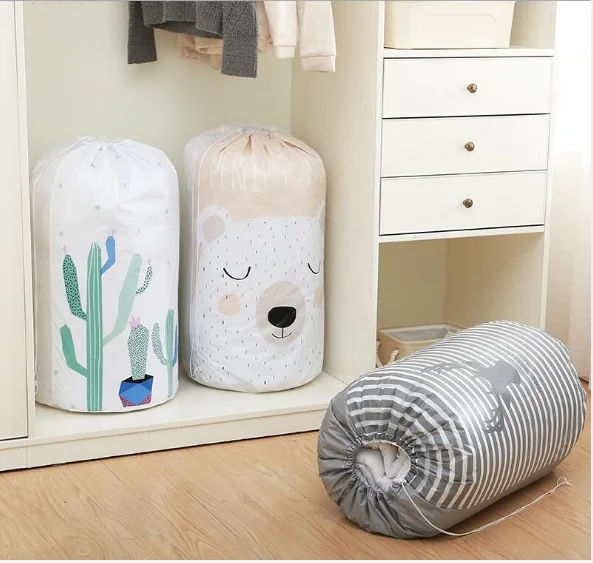 

Large Capacity PEVA Waterproof Drawstring Bags Clothes Pillow Blanket Quilt Storage Bags Reusable Packing Bags Home Organizer