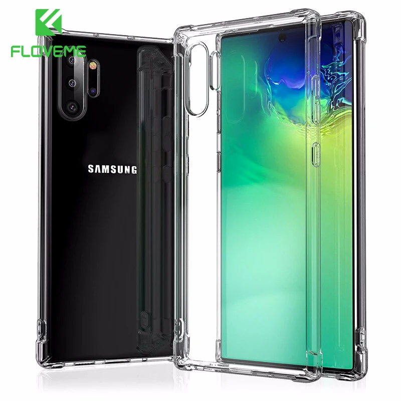 Прозрачный чехол FLOVEME для Samsung Note 10 противоударный из ТПУ Galaxy Plus + 9 8 S8 S9 S10 S10E S20 |