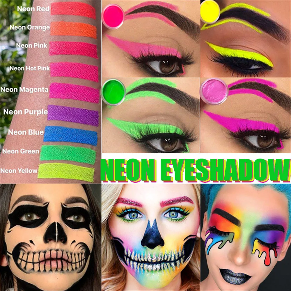 

10g Mixed Fluorescent Neon Eyeshadow Powder Pigment Eye Shadow Makeup Palette Glitter Shimmer Waterproof Eyeshadow Beauty Glazed