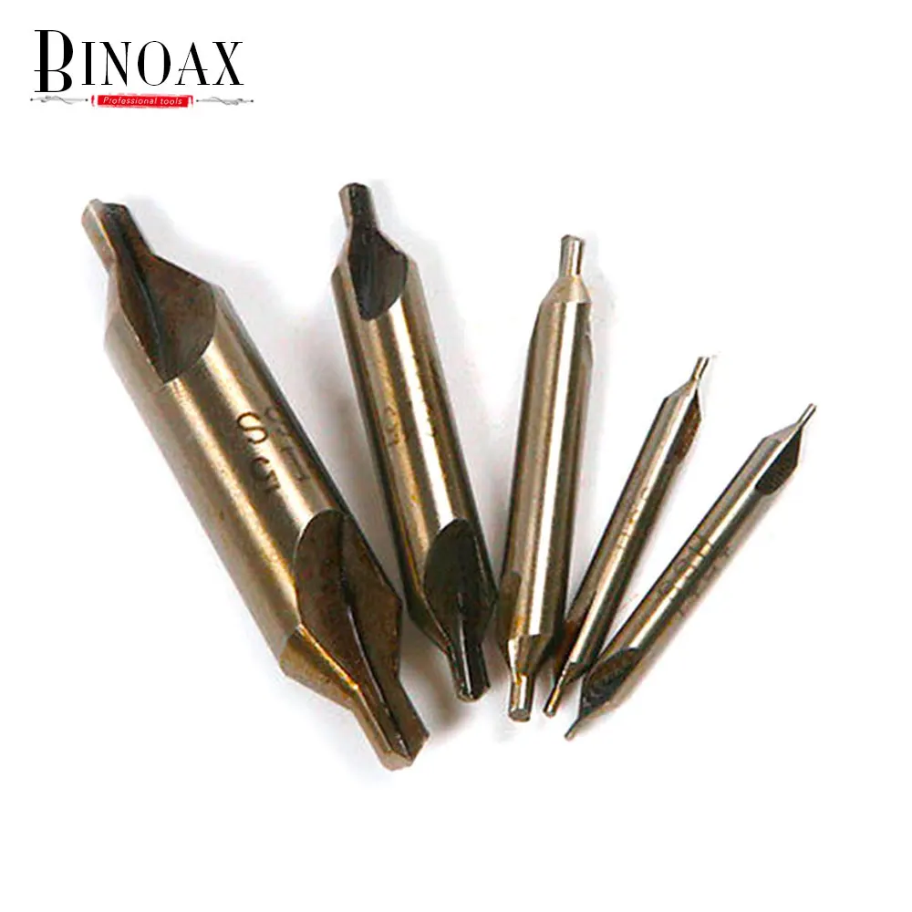 Binoax 5 шт. HSS в сочетании центровочное сверло бит зенковки 60 градусов угол Набор