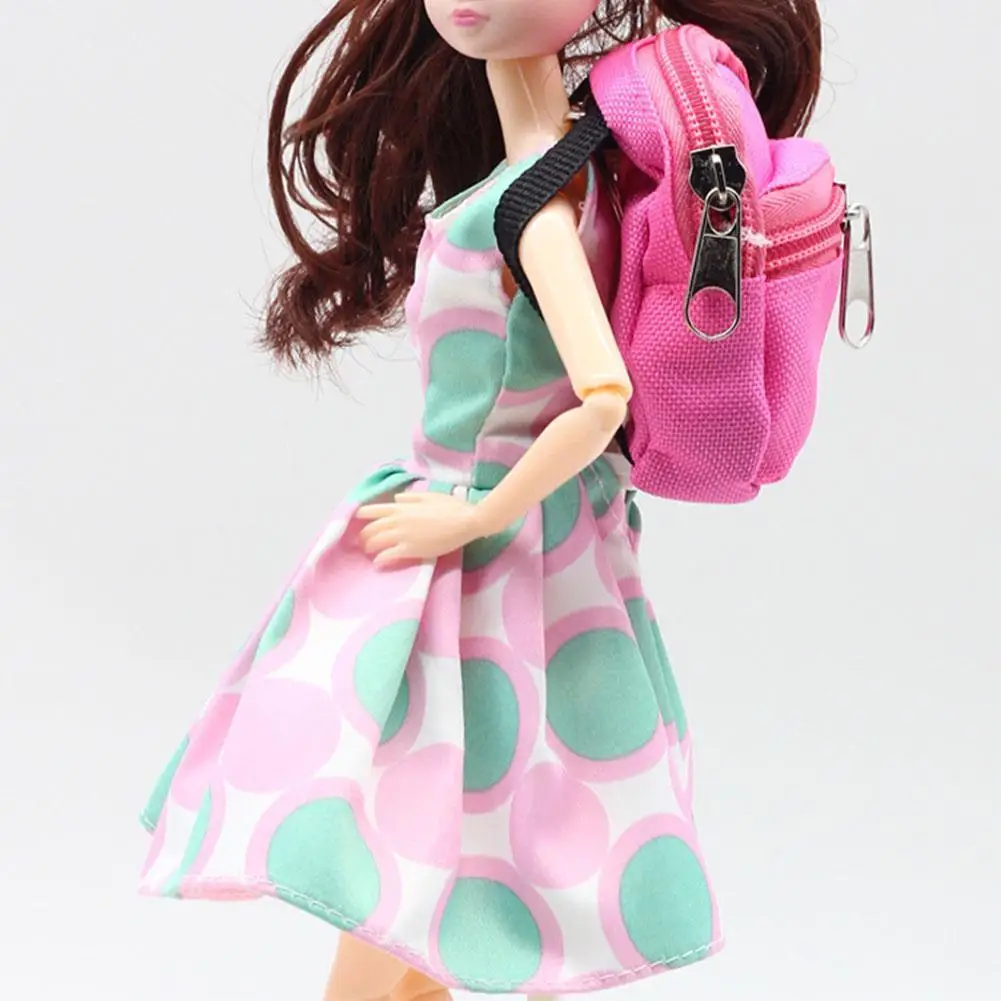 

Doll Dress Up Backpack Small Doll School Bag Two-layer Canvas Bag School P2X8