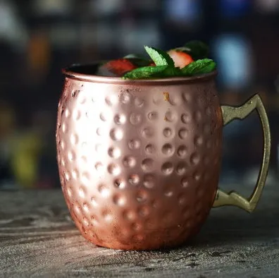 

304 Stainless Steel Copper-Plated Hammer Point Cup Flame Cocktail Moskowmule Moscow Mule Cups Bar Beer Tap Handle Dringkware Mug
