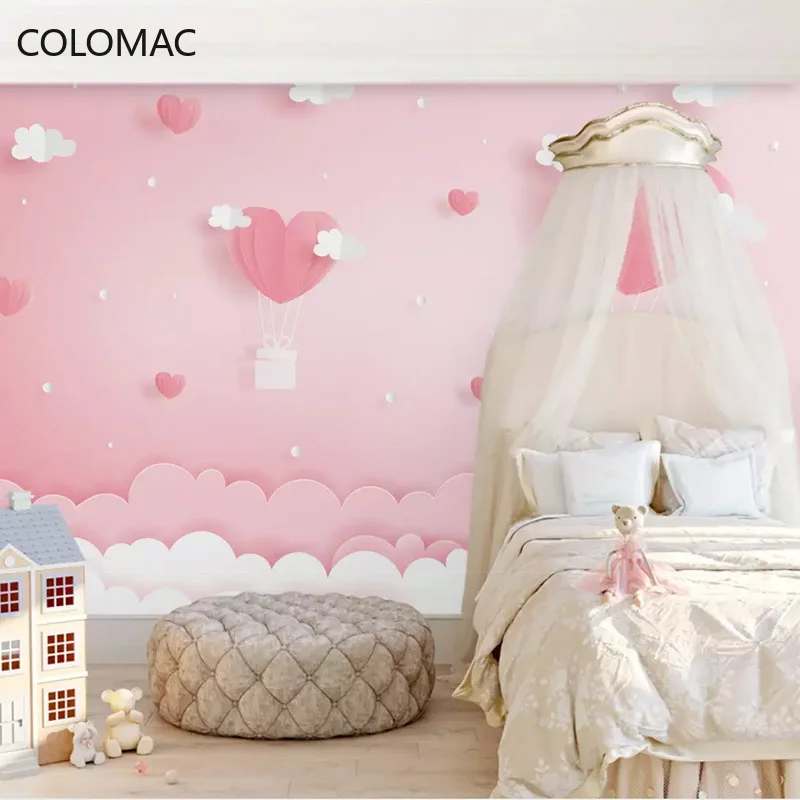

Colomac Custom Eco-friendly Non-woven Wallpaper Girl's Room Pink Children Mural Living Room Bedroom Decoration Dropshipping