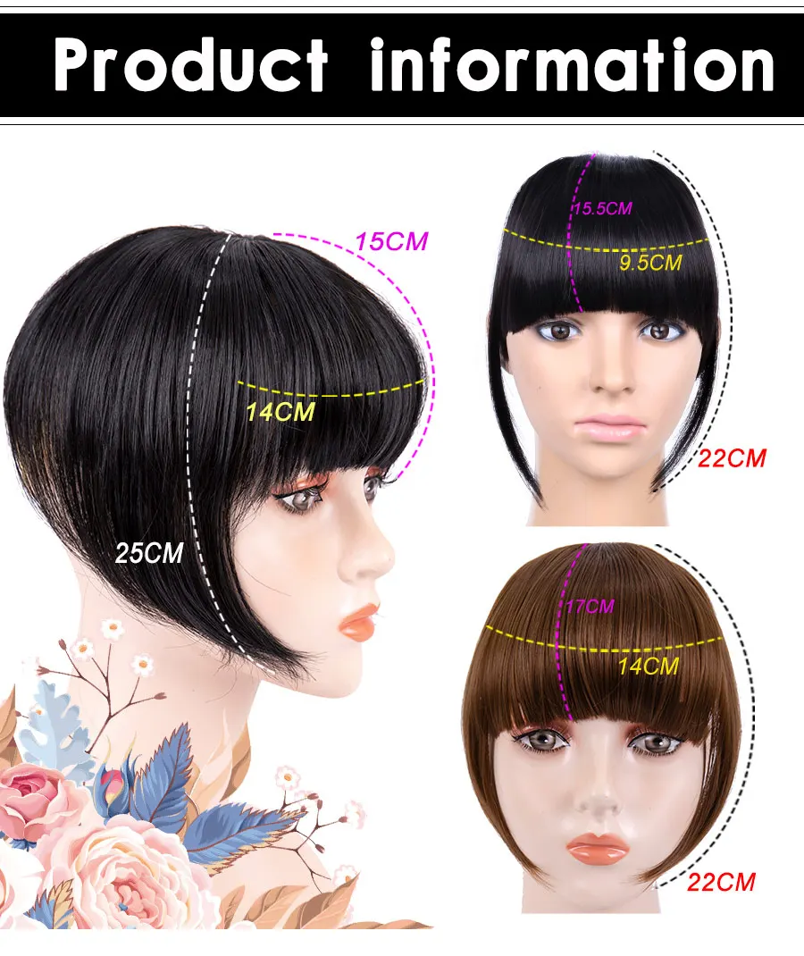 Alileader Synthetic Bangs Blunt Bang Hairpieces Neat Front False Fringe Thin Synthetic Hair Bangs 2Clipss In Hairpiece Fringe