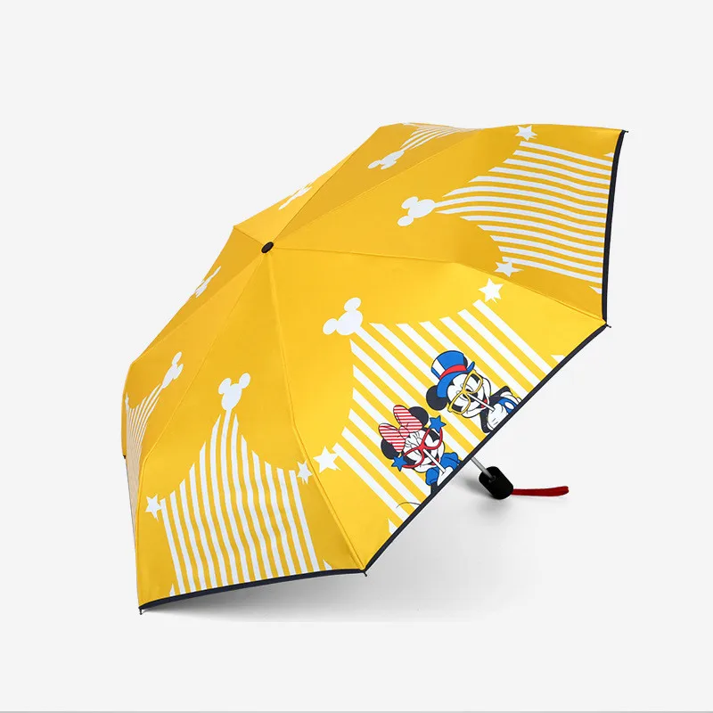 Disney желтый складной зонт Микки и Минни студенческий солнцезащитный нескользящий