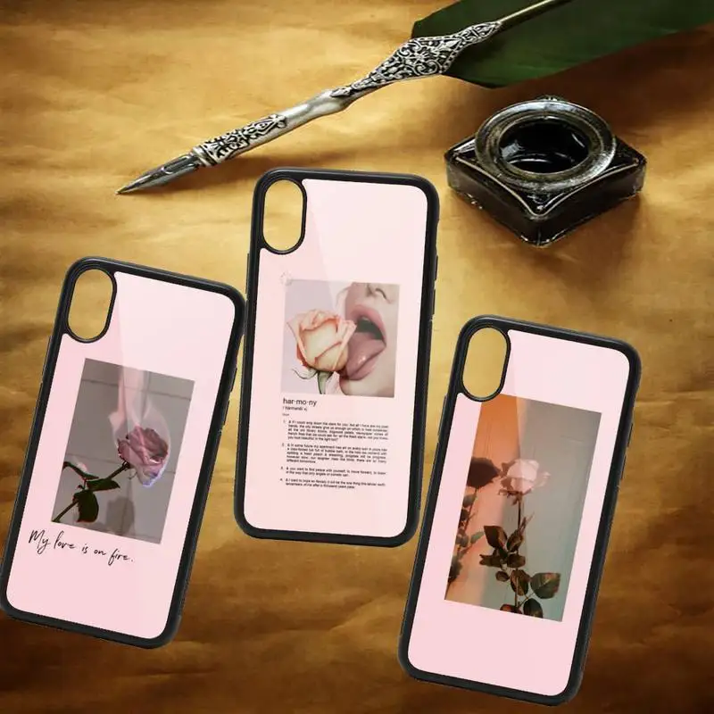 

Flower Summer Pink aesthetics pattern Phone Case PC for iPhone 11 12 pro XS MAX 8 7 6 6S Plus X 5S SE 2020 XR