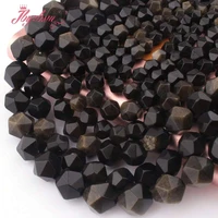 681012mm faceted gold obsidian beads natural stone beads for necklace bracelet earring diy jewelry making spacer strand 15