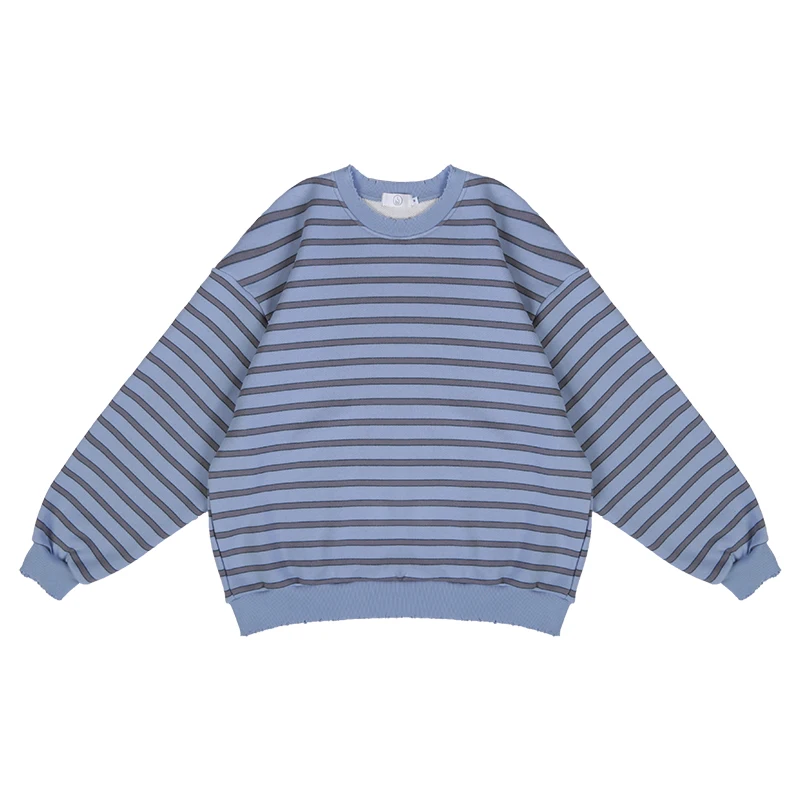 

Hoodies Women Vintage Oversize Harajuku Students Simple All-match Causal New Trendy Chic Striped Long Sleeve O-Neck Loose Womens