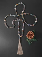 oaiite 8mm natural indian agates onyx beads necklaces 108 mala beaded semi precious stone necklace prayer reiki buddhist jewelry