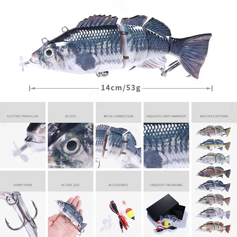 

Wholesale Electric Fishing Lure Wobblers Multi-Section Swimbait USB Rechargeable Bait ED889