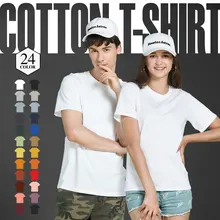 Summer 100% Cotton White Thicken Solid T Shirt Men Causal O-neck Women Basic T-shirt Male High Quali