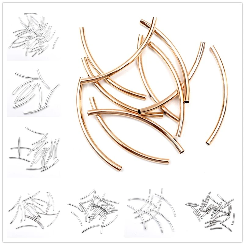 20 50 мм золотого серебряного цвета изогнутая прокладка трубки Бусины Разъемы
