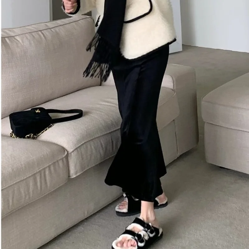 Женская бархатная юбка Harajpoo однотонная пикантная черная Повседневная винтажная
