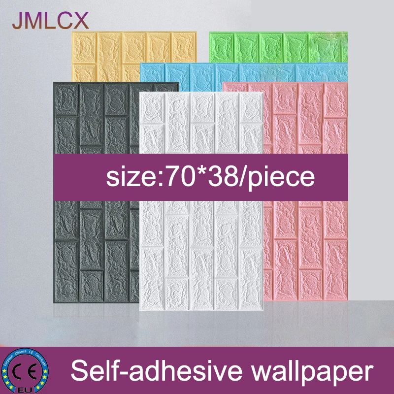 

JMLCX 70x38cm 3D Wall Stickers Self Adhesive Foam Brick Room Decor DIY 3D Wallpaper Wall Decor Living Wall Sticker For Kids Room