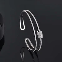 925 sterling silver womens double row multi ring bracelet irregular adjustable simple personality crystal cuff bracelet