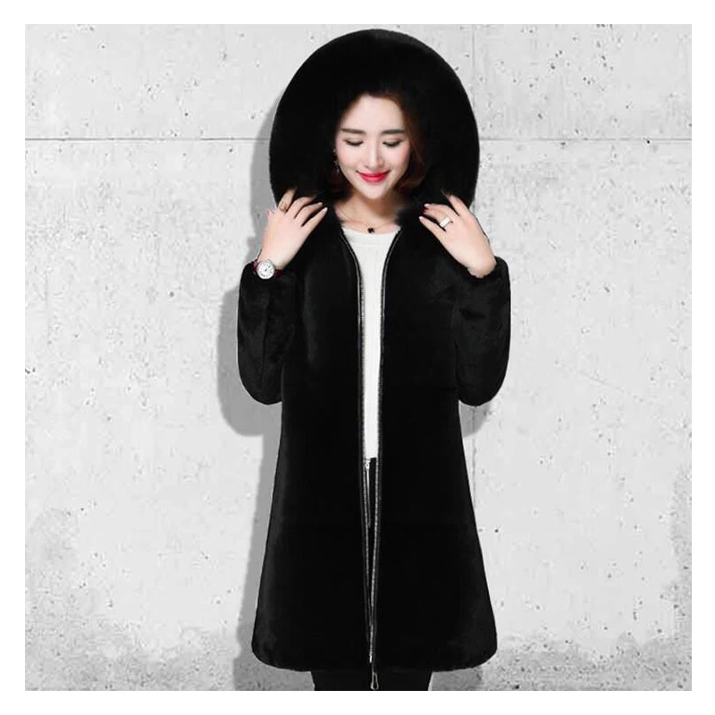 Меховая кожа теплое Свободное пальто женское куртка из искусственного меха плюс
