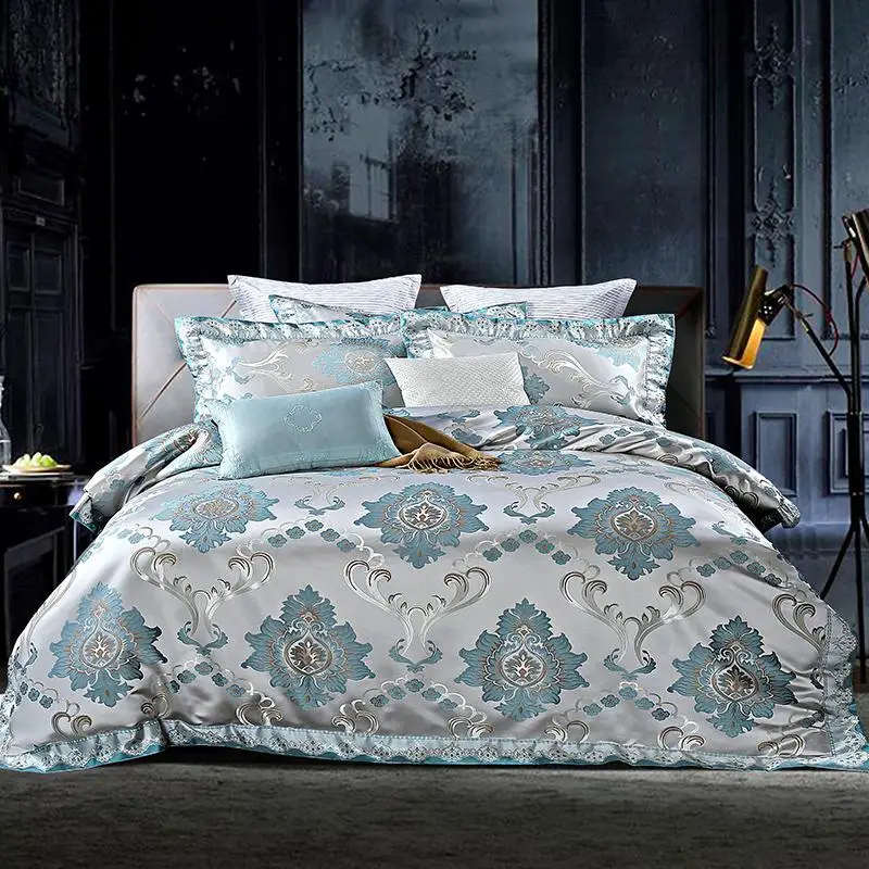 J зеленый + серебряными шелковыми нитями хлопок роскошный сатин жаккард