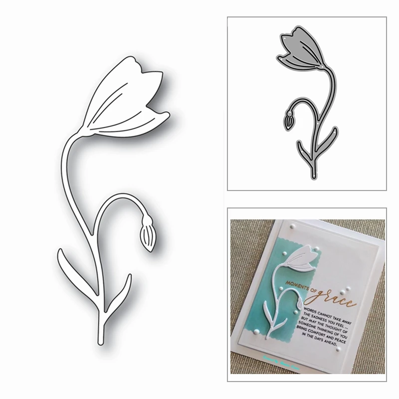 

New Tulip Plants Craft 2021 Metal Cutting Dies for Scrapbooking and DIY Easter Card Making Decoration Embossing Mold No Stamps