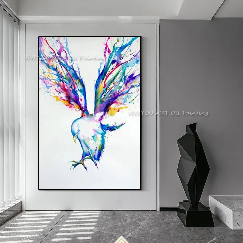 Abstract Wall Art Handpainted Oil Painting Beautiful Flying Birds Paintings on Canvas Modern Best Gift Pictures Home Decor | Дом и сад