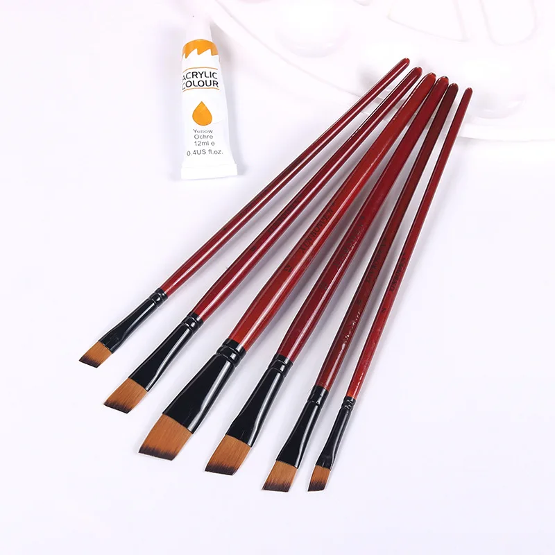 Нейлоновая кисть для масляной краски волос Круглая Плоская акриловая творчества