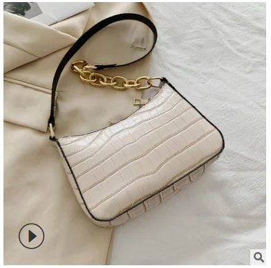 

6771 New fashion women's one shoulder bag in 2021 summer Korean solid chain underarm bag small