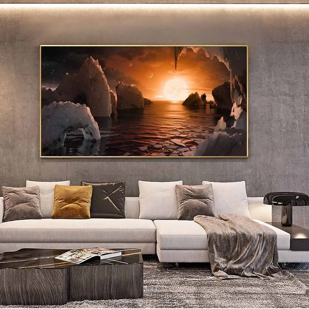 

Landscape oil painting iceberg aesthetic sunrise art canvas painting living room corridor office home decoration mural