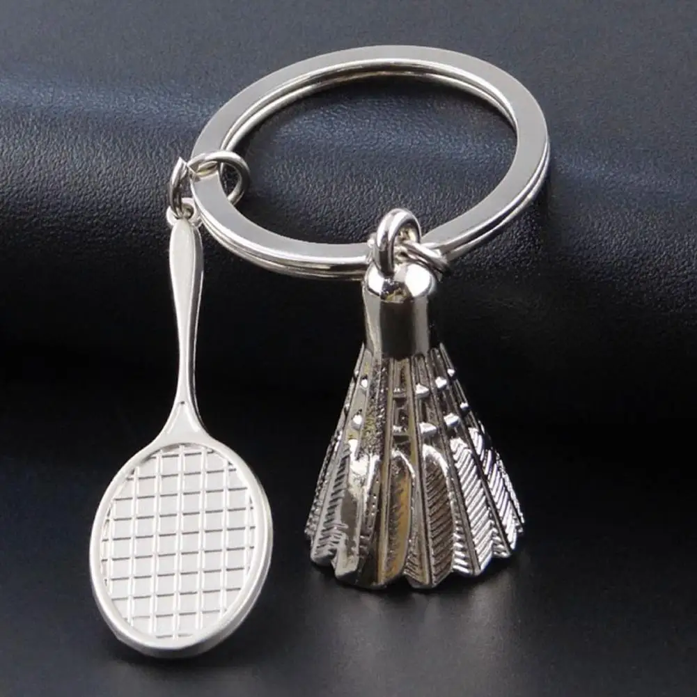 

Key Chain Badminton Racket Pendant Shock Proof Zinc Alloy Imitation Sports Key Pendant for Car