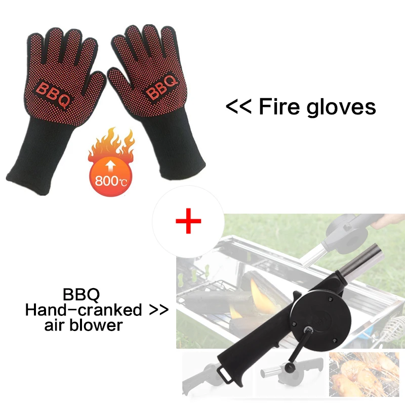 BBQ Blower 1 пара защитных перчаток, огнестойкие перчатки для мужчин, анти-высокая температура, перчатки для барбекю, рабочая микроволновая печь, для барбекю на открытом воздухе, новинка 932F - Цвет: BBQ Blower