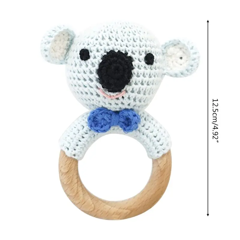 

Baby Wooden Teether Ring DIY Crochet Koala Rattle Soother Bracelet Molar Toys