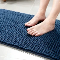 microfiber thicken navy blue solid color chenille home hotel bathroom floor rug door non slip absorbent mat