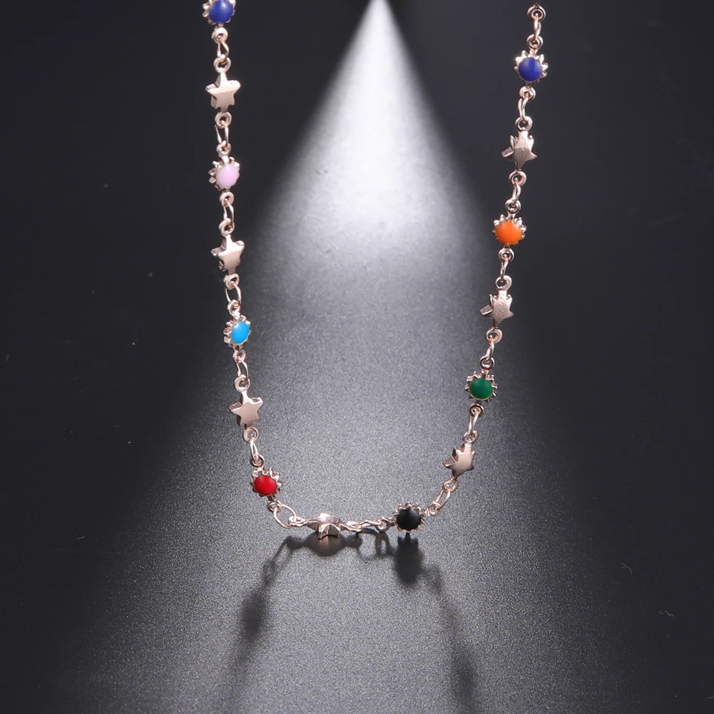 Ожерелье чокер женское из нержавеющей стали с разноцветными эмалированными