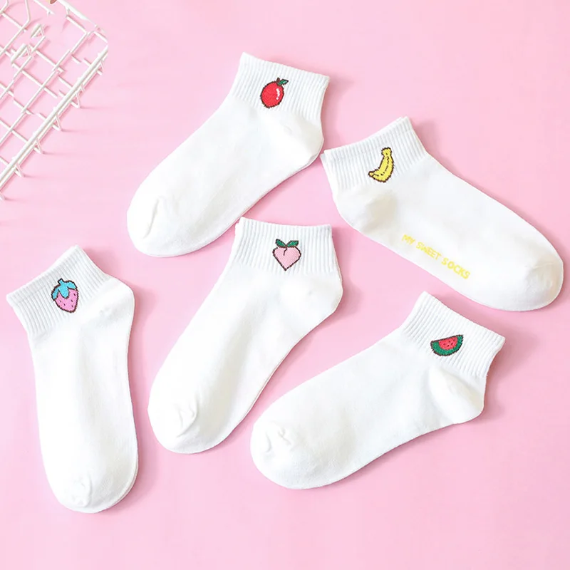 

Носки женские короткие летние с невидимыми фруктами, 5 цветов