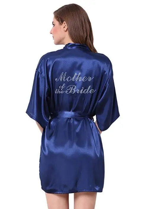 Новый Королевский Фиолетовый халат Атласный Женский горный хрусталь письмо