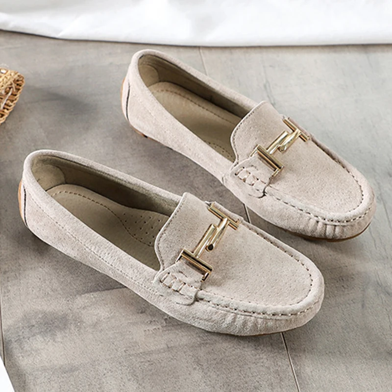 Beige 3 Стиль; модная женская обувь на плоской подошве; женская повседневная обувь на платформе без застежки; мягкая обувь для вождения; обувь на плоской подошве из высококачественной натуральной кожи - Цвет: Beige 3