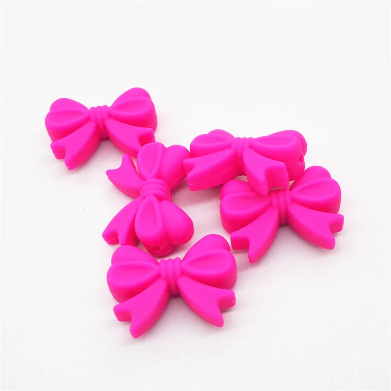 Fuchsia Chengkai 10 шт. BPA бесплатно силиконовые бабочки Прорезыватель для зубов DIY Детский душ Прорезыватель для зубов Монтессори Сенсорная игрушка животное шарик аксессуары - Цвет: Fuchsia