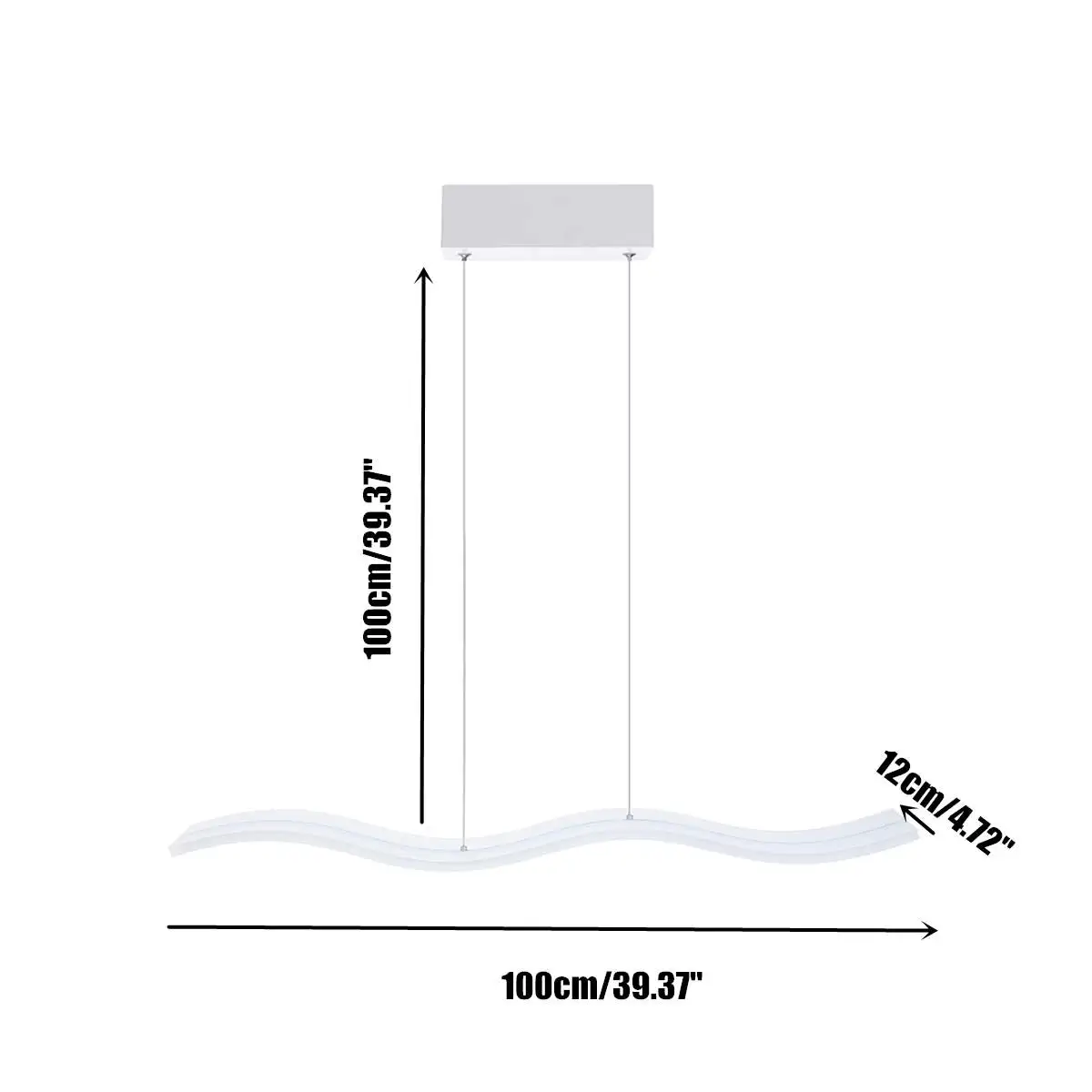 

100*12CM Modern Wave LED Pendant Light Dimmable Living Room Restaurant Pendant Lamp Home Decor Remote Indoor Lighting Fixture