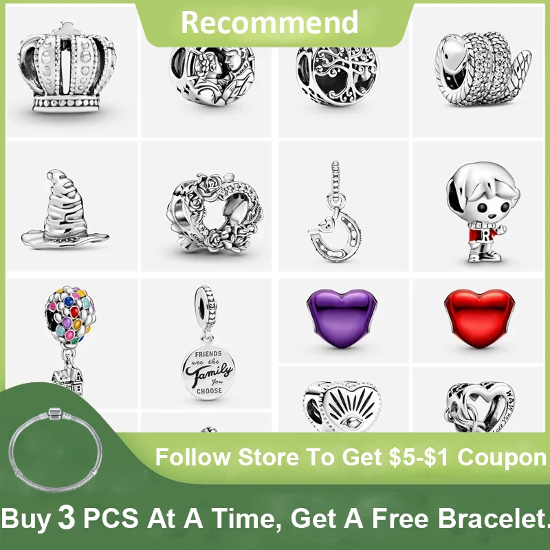 

MC S925 Silver Colored CZ Crown Helium Balloon Charm Beads Fit Original Pandora Bracelet Silver Jewelry Gift Making For Women