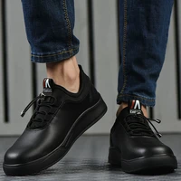 four seasons kitchen non slip safety work anti smash anti piercing mens shoes casual steel toe comfortable black leather shoes