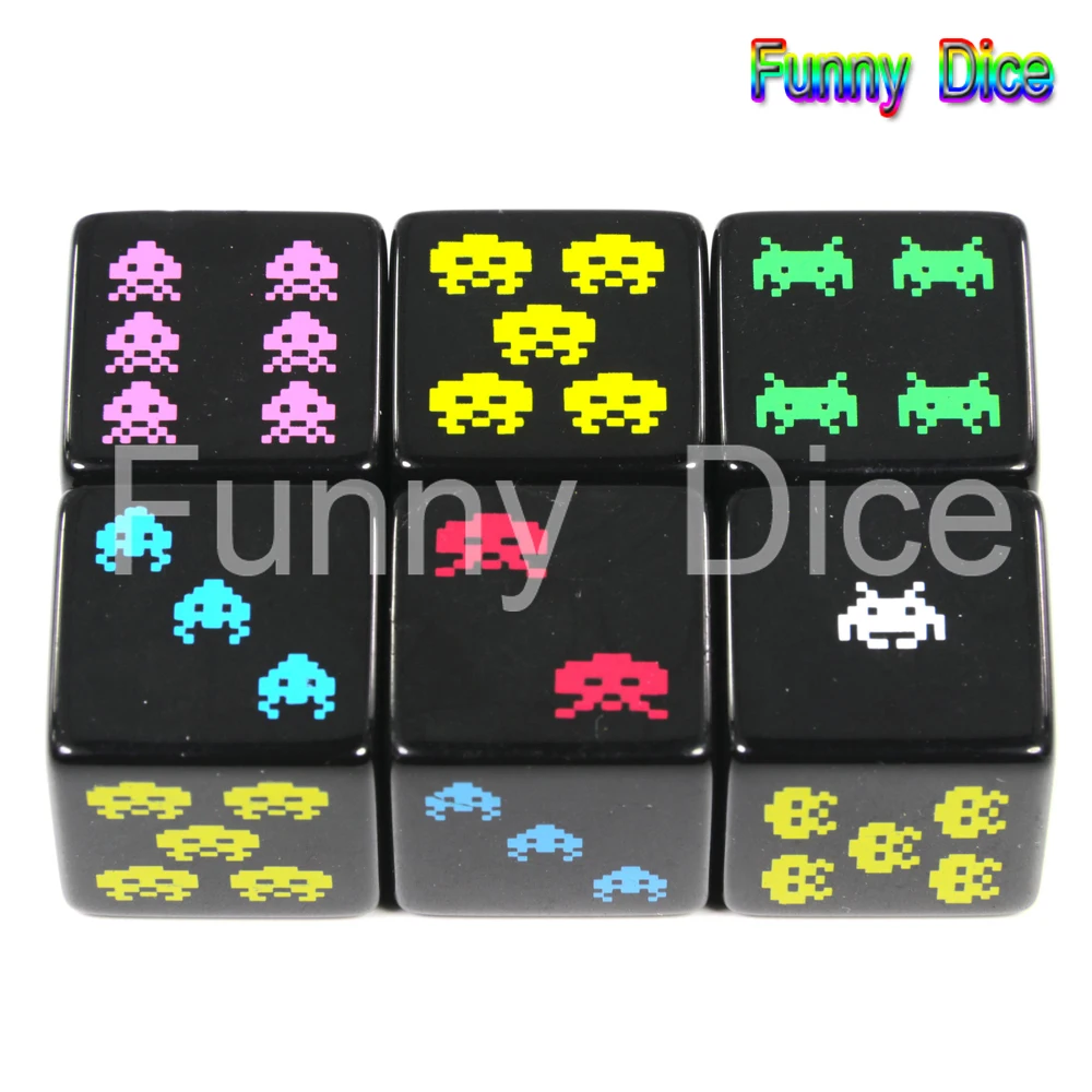 6 style for choose 18mm Digital D6 Dice Set 6pcs/set, Plastic 6 Sided Cube for Poker Card Game/Education Gambling,Board Game