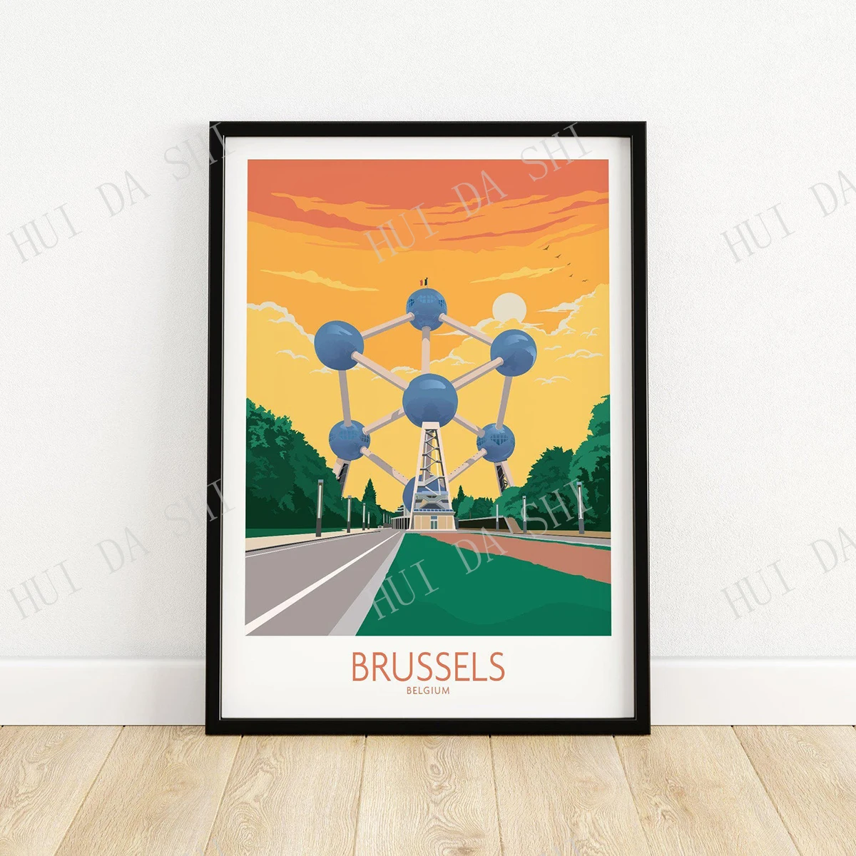

Brussels Poster Belgium Travel Print | Wall Art | Travel Poster | Artwork | Art Print Gift Idea