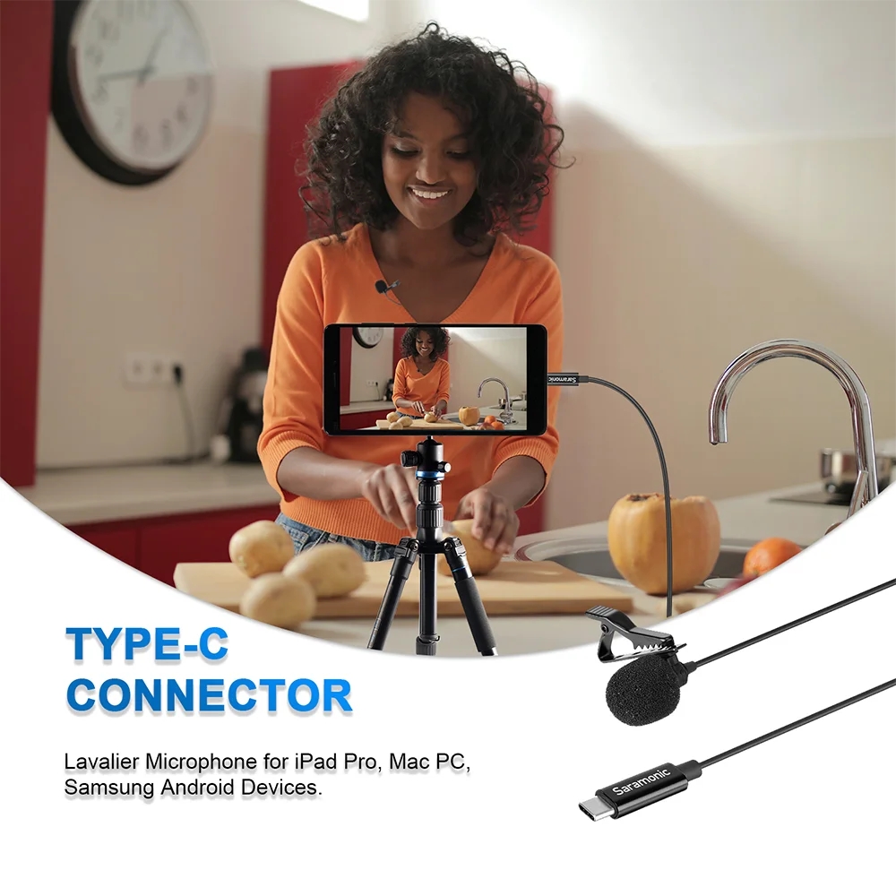 Saramonic LavMicro U3A цифровой Тип USB-C петличный микрофон с 90 ° USB-адаптер совместимj типа