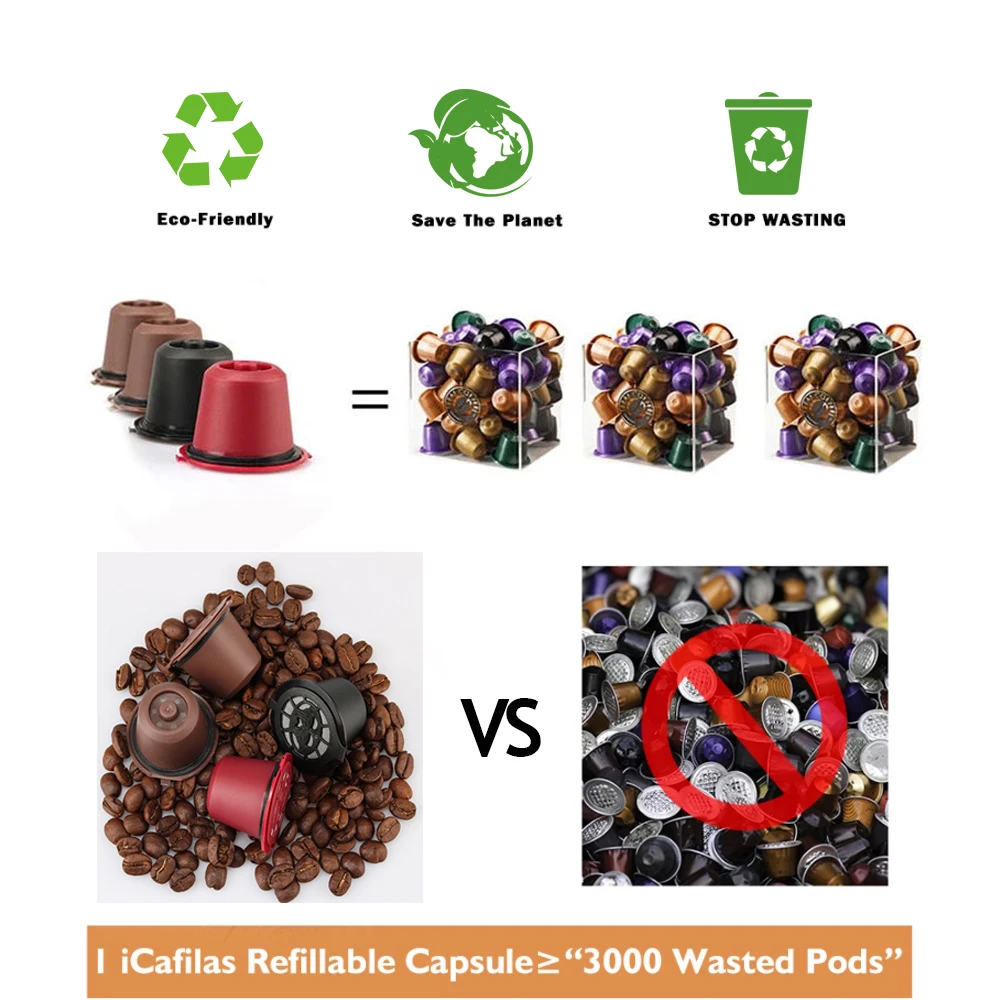 Многоразовые кофейные капсулы icafilas для Nespresso Сменный фильтр эспрессо кофейная