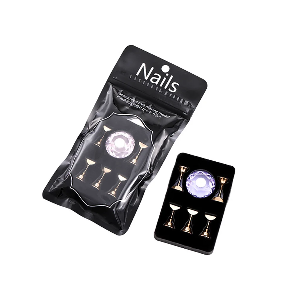 1 Set Magnetic Nail Art Practice Training Display Stand Acrylic Crystal Holders Alloy False Tip DIY Showing Shelf Tools |