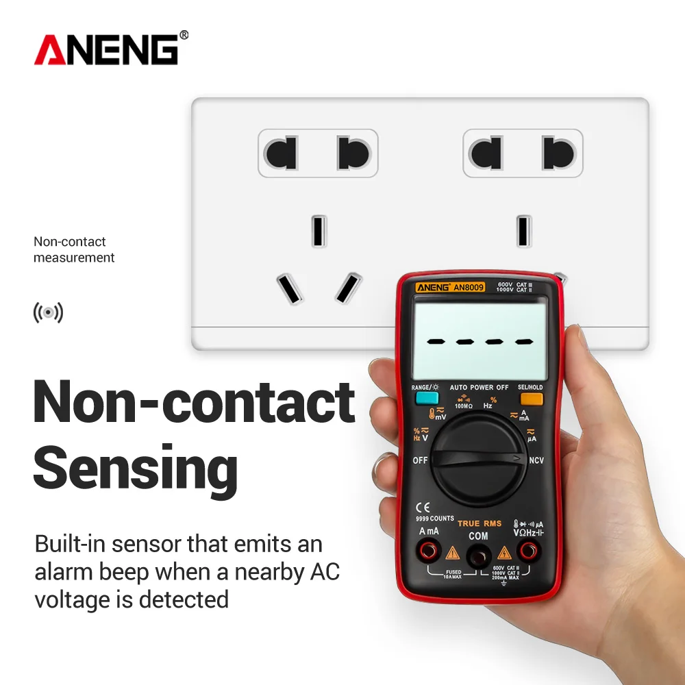 

AN8008/AN8009 Digital Multimeter 9999 Counts True-RMS Transistor Capacitor Tester Auto Electrical Rm409b Lo Z Temp Meter Test