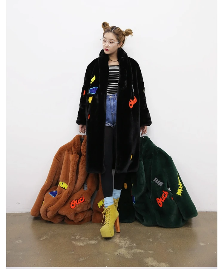 Женская куртка из кроличьего меха свободная теплая плюшевая искусственного