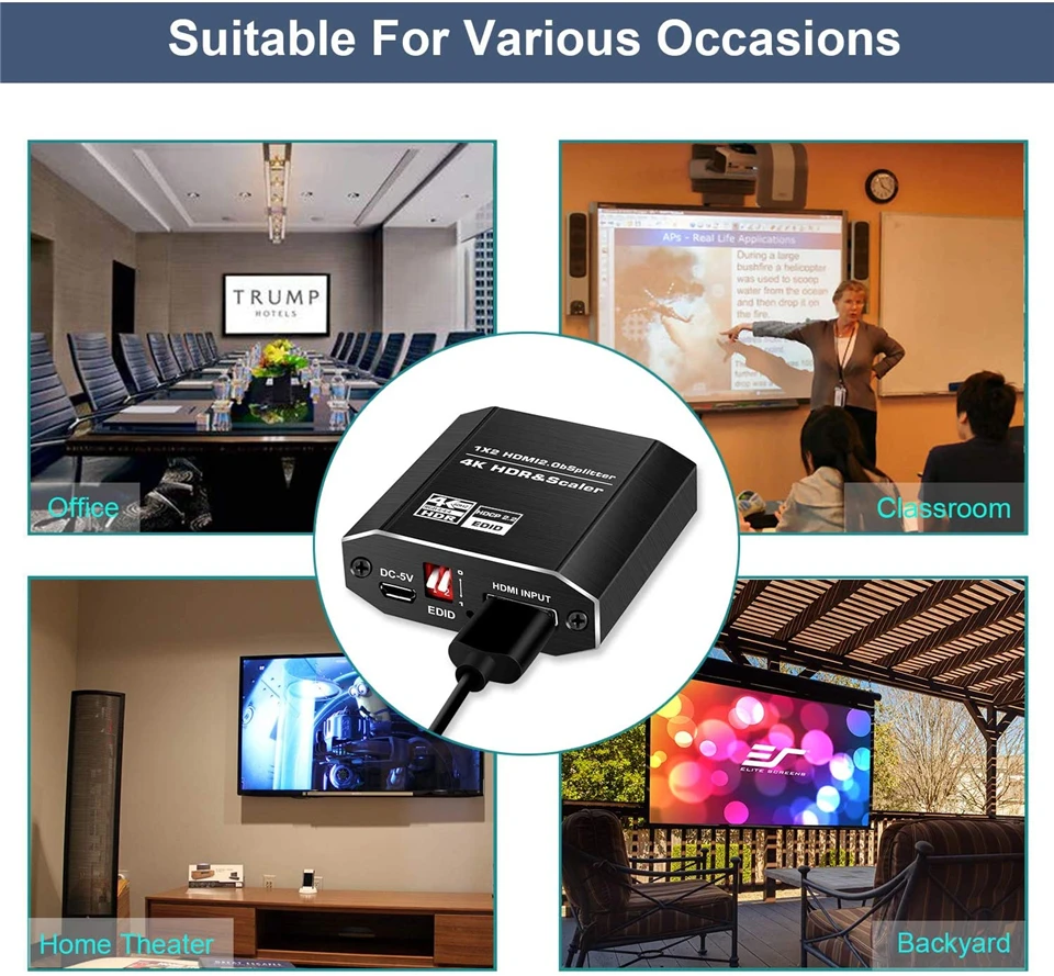 2020 4K 60Hz HDR HDMI 2.0 Splitter 1x2 Splitter HDMI 2.0 4K Support HDCP 2.2 UHD HDMI Splitter 2.0 Switch Box For PS4 Projector