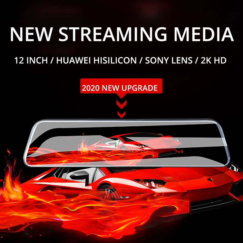 UNCOM DVR видеорегистратор 12 дюймов Новый 2K HD ночное видение потоковое Смарт зеркало